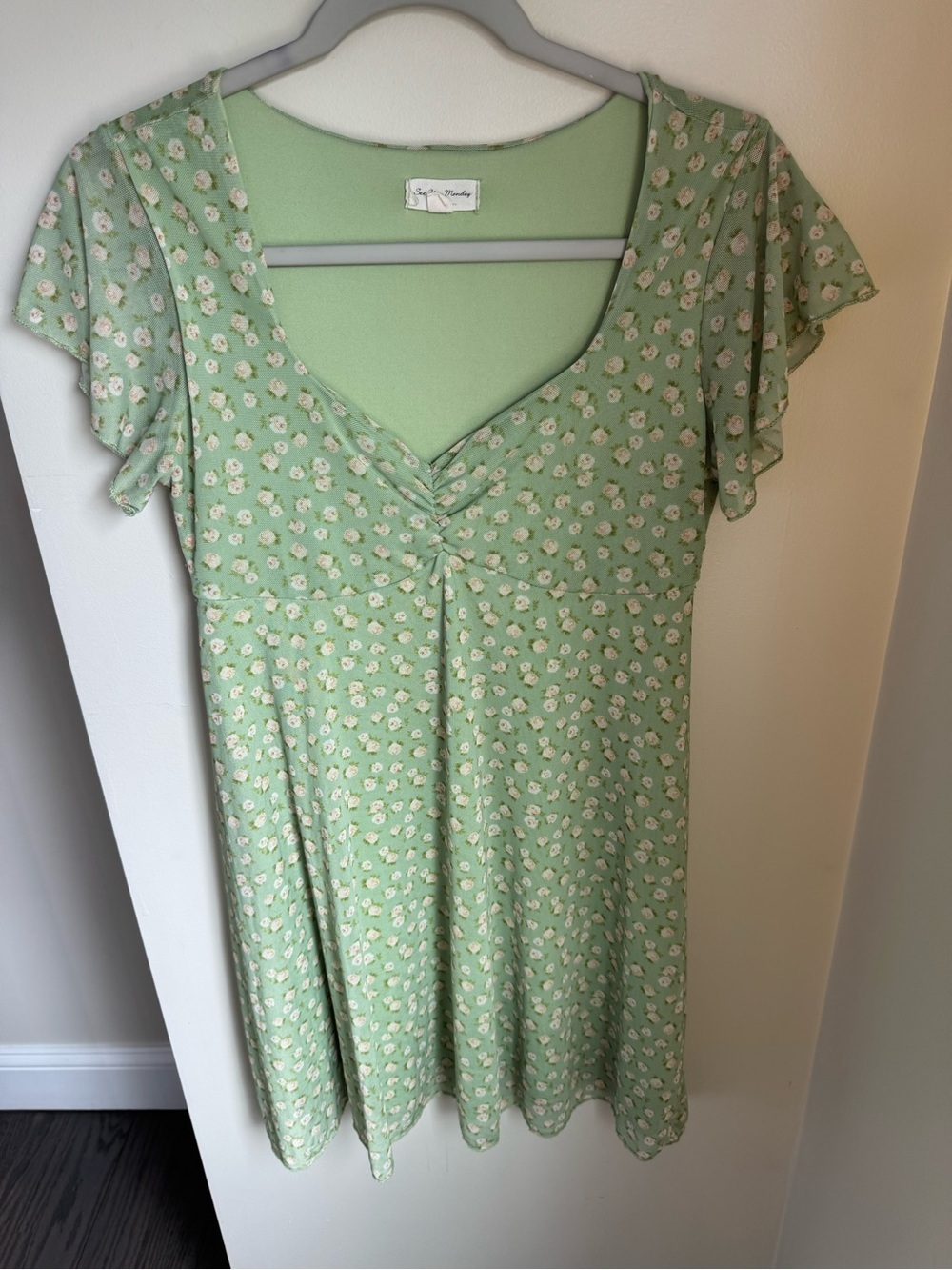 See You Monday Green Floral Mini Dress Size L